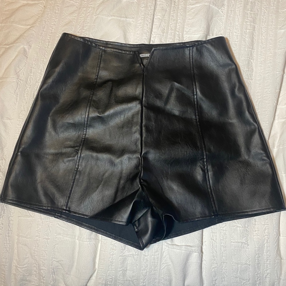 Missguided Black Faux Leather Shorts